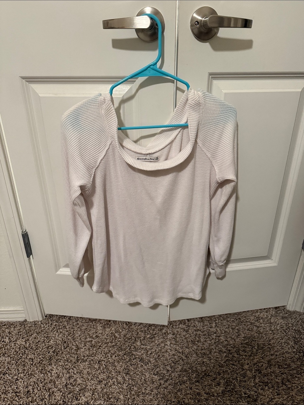 Abercrombie & Fitch Off-White Waffle Knit Long Sleeve Top